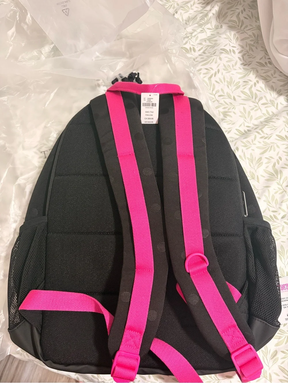 PINK Victoria's Secret Black Backpack with Hot Pink Trim